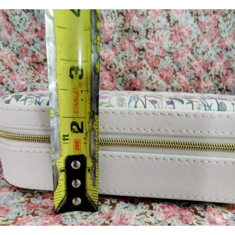 Portable White Jewelry Box Storage Organizer, 